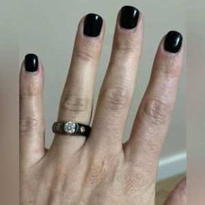 Diamond engagement wedding ring black titanium size 7 women’s jewelry